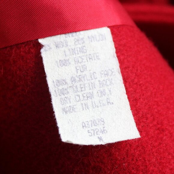 Herman Kay Vintage Women's  Faux Leopard Fur Trim Red Wool Swing Coat sz Medium - Picture 8 of 8